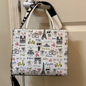Karl Lagerfeld White and Black Graphic Tote